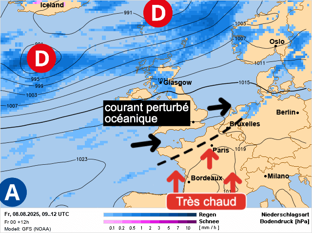 Carte de prévisions d'europe du Vendredi 8 août 2025