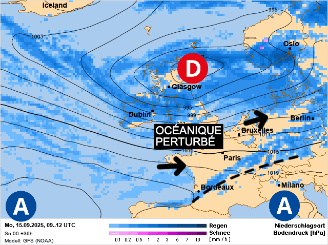 Carte de prévisions d'europe du Lundi 15 septembre 2025