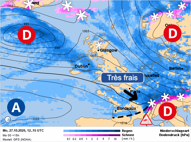 Carte de prévisions d'europe du Lundi 27 octobre 2025