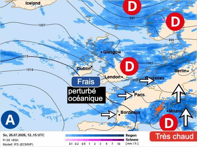 Carte de prévisions d'europe du Dimanche 26 juillet 2026