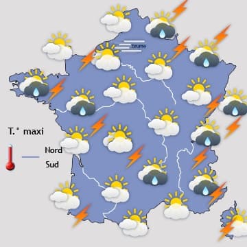 Chaleur plus forte dans l'Est et retour des orages dans l'Ouest